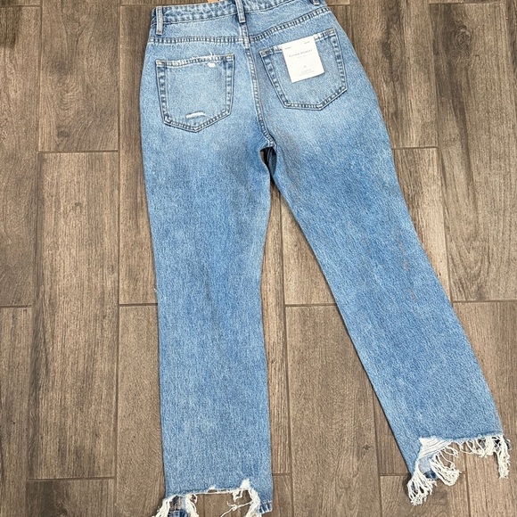 NWT Flying Monkey Saltwater Super high rise distressed straight ankle Blue Jeans - Picture 4 of 5